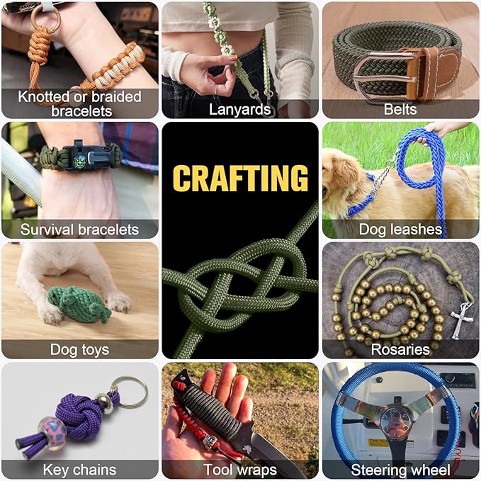 Paracord Rope 750 lb - 1000ft / 500ft / 200ft / 100ft 5/32" Parachute Cord 4MM 12-Strand para Cord - Heavy Duty Spool String for Survival,Camping Gear, Survival Bracelet, Clothesline