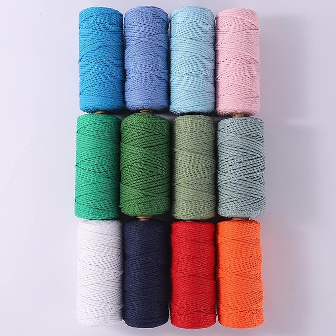 Green Macrame Cord 3mm x 109Yards,Colored Cotton Rope Craft Cord Colorful Cotton Cord Twine for Wall Hanging Plant Hangers Crafts Knitting Decorative Projects
