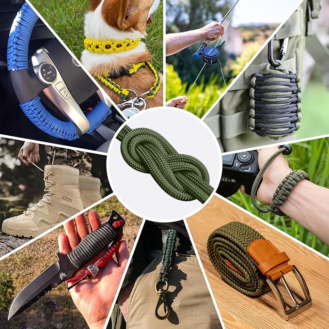 1200lb Paracord Rope - 4.4mm 14 Strand Nylon Survival Parachute para Cord Lanyard for Camping Outdoor Utility Tent Crafting DIY Projects Fishing Clothsline Bracelet - ArmyGreen 50FT