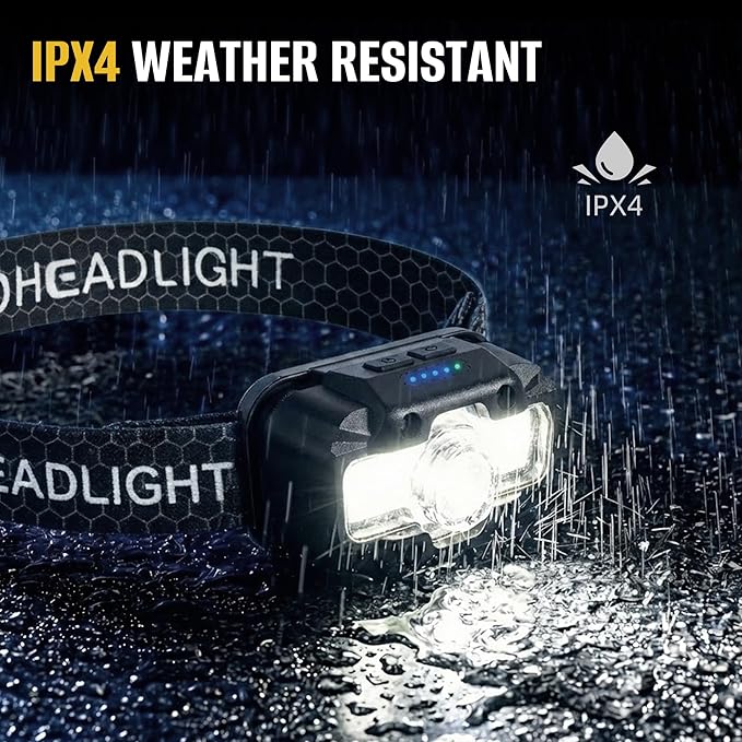 HOKOILN LED Headlamp Rechargeable with Green & Red Light -1300 Lumen Ultra-Bright Flashlight Headlight for Camping, Running, Hiking, Fishing - Waterproof with 7 Modes