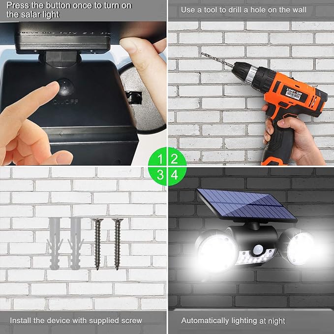 Solar Lights Outdoor, 30 LED Solar Security Lights with Motion Sensor Outdoor Spotlights IP65 Waterproof 360° Adjustable Solar Wall Lights Outdoor for Yard Garage Patio Porch, 4 Pack