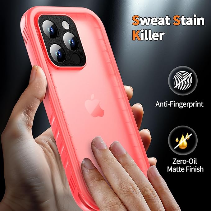 Cozycase for iPhone 15 Pro Max Waterproof Shockproof Dustproof Case - Heavy Duty/360 Full Body/Military Grade/Protective/Rugged 【8FT Drop Proof】 Built in Screen/Camera Protector with Lanyard Pink