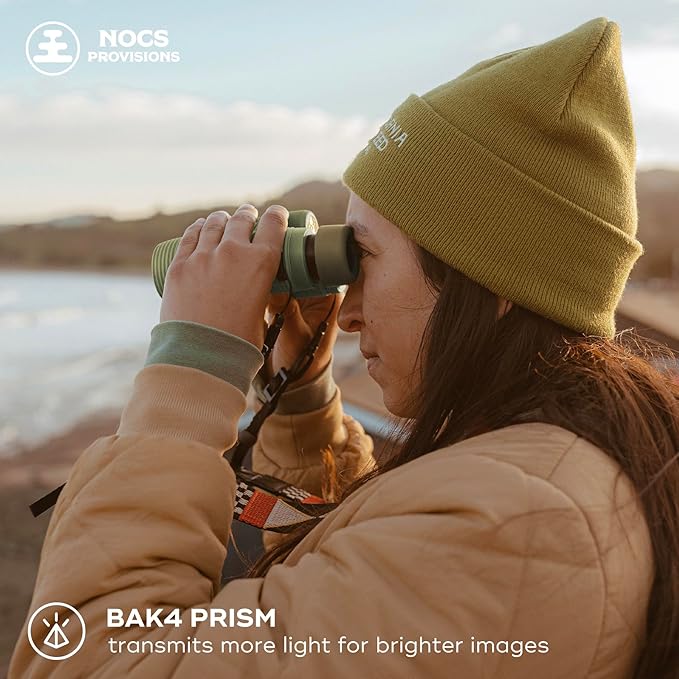 Nocs Provisions Field Issue Compact 10x32 Waterproof Binoculars, Shockproof, Fogproof, 10X Magnification, Bak4 Prism, Multi-Coated Lenses for Adults & Kids, Bird Watching, Hunting & Wildlife Viewing