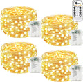 4Pack 240LED Christmas Fairy Lights Battery Operated with Remote, Waterproof String Lights with Timer for Indoor & Outdoor, Twinkle Lights Battery Power for Bedroom Christmas Decorations(Warm White)