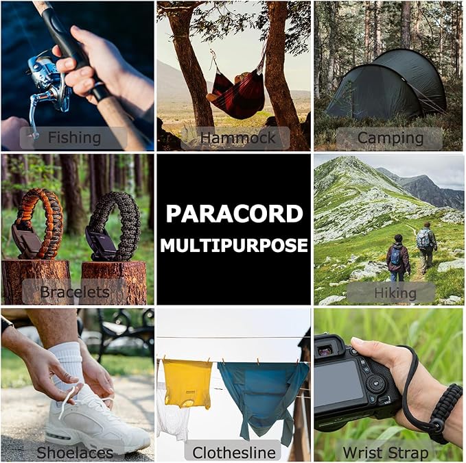 Reflective Paracord 240lb - Diameter 2mm Micro Utility Cord -3 Strand Parachute Spool Cord - 100ft 200ft,Paracord for Camping,Hiking,Fishing,Outdoor and DIY