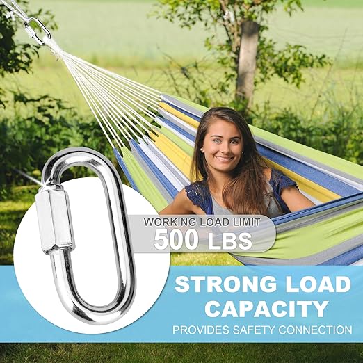 8 Pcs 1.62 Inch 304 Stainless Steel Screw Chain Quick Links, 500 Lbs Capacity Locking Quick Chain Repair Links, Pets Keychain for Outdoor Traveling Equipment