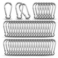 Small Carabiner Clip Hooks, 50pcs 1.97 inch Carabiners Heavy Duty, 304 Stainless Steel Spring Snap Hook Fits Camping Hiking, Metal Clips for Rope Chain Keys Rings