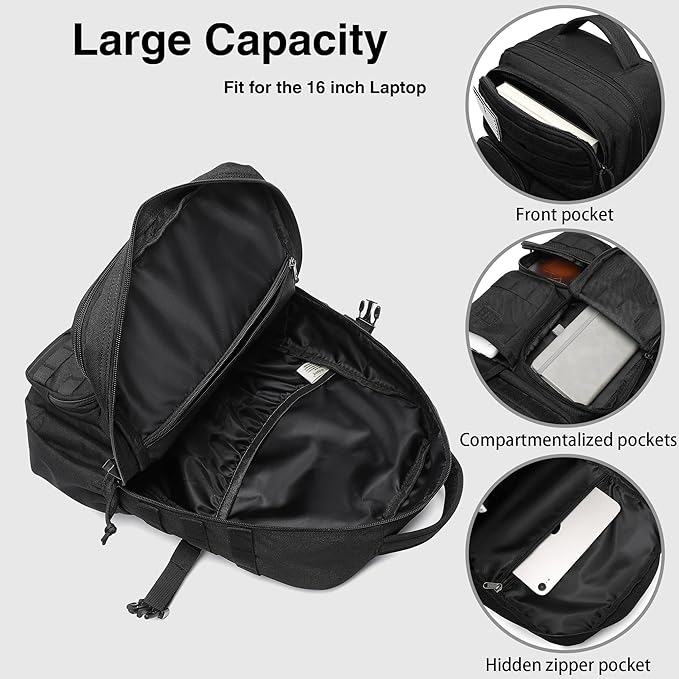 Wotony Tactical Backpack - Military waterproof backpack with multiple pockets and tactical gear for the outdoors (khaki, 30L)