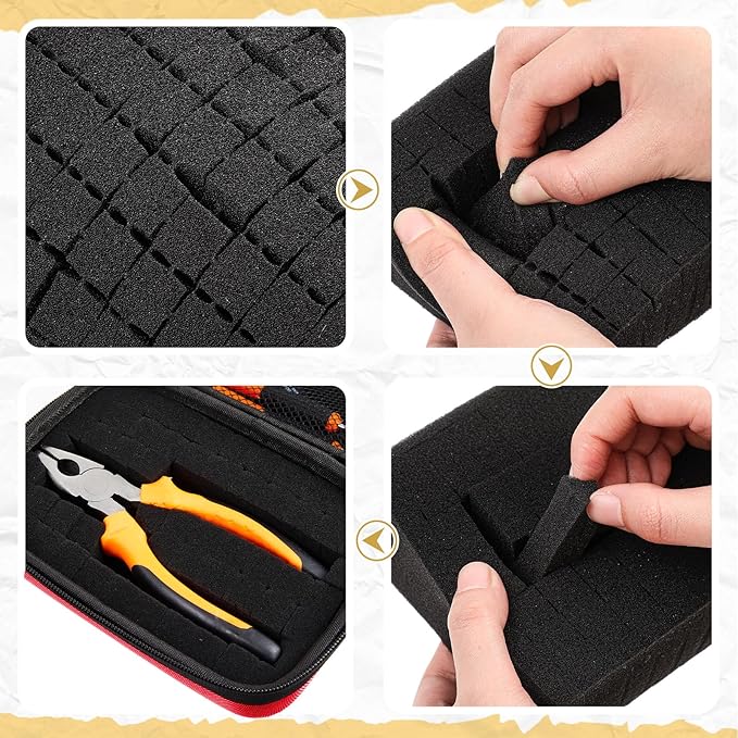 Relaxweex EVA Hard Case with Customizable Foam 12.6 x 8.27 x 3.5 Inch Protective EVA Carrying Case Shockproof Outdoor for Camera, Digital Products, Electronic Instruments with Knife, Red