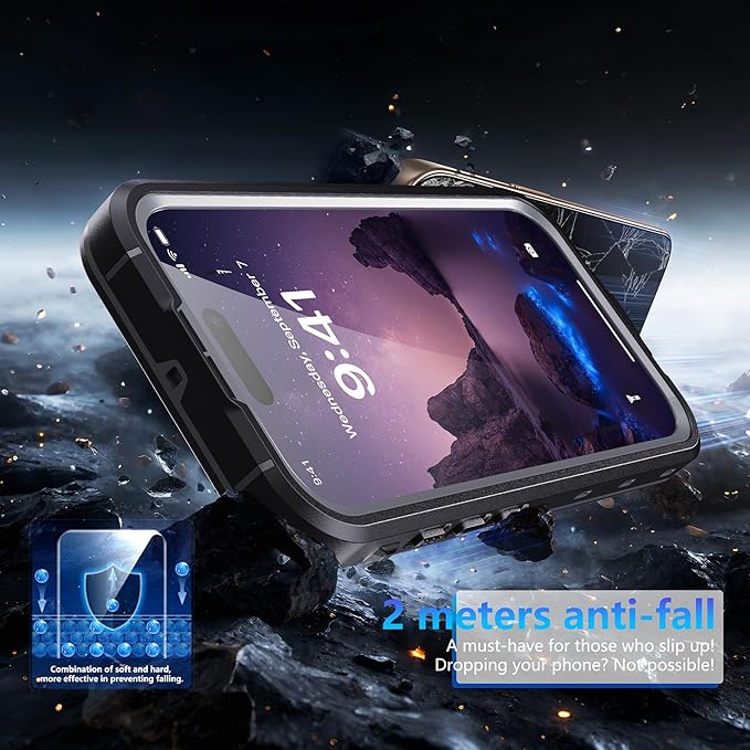 Waterproof Case for iPhone 17 Pro Max – IP68 Submersible Shield with Built-in Screen Protector, Shockproof Military-Grade Armor, Full-Body Heavy-Duty Protection, (Black)
