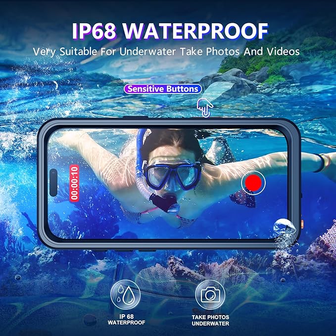 Temdan Waterproof Compatible with Phone Pro Case 6.3 inch 2024-Black/Clear