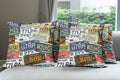 Ambesonne Vintage Decorative Throw Pillow Case Pack of 4, Original Retro Style License Plates Personalized Creative Travel Vacation, Cushion Cover for Couch Living Room Car, 16", Blue Green