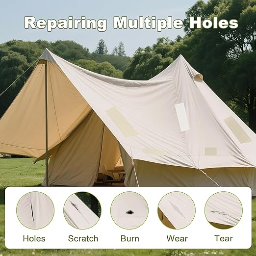 Besezx Canvas Repair Tape,Outdoor Gear Patch, 3x79 Inches,Waterproof Self-Adhesive Fabric Repair Tape for Repairing Boat Covers,Sun Shades,Sofas,Tents,Lounge Chairs,Awnings (Flaxen)