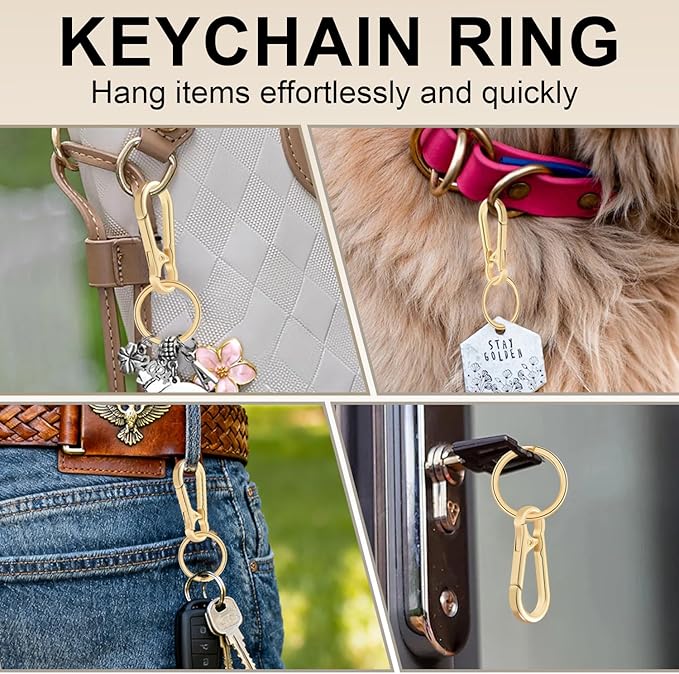 2pcs Metal Keychain Rings, Sturdy Key Chain Ring Carabiner Clip, Key Holder Organizer for Purse Charms Hook, Paracord Keychain Lanyard, Men and Women Home Car Keyrings (Black and Silver)