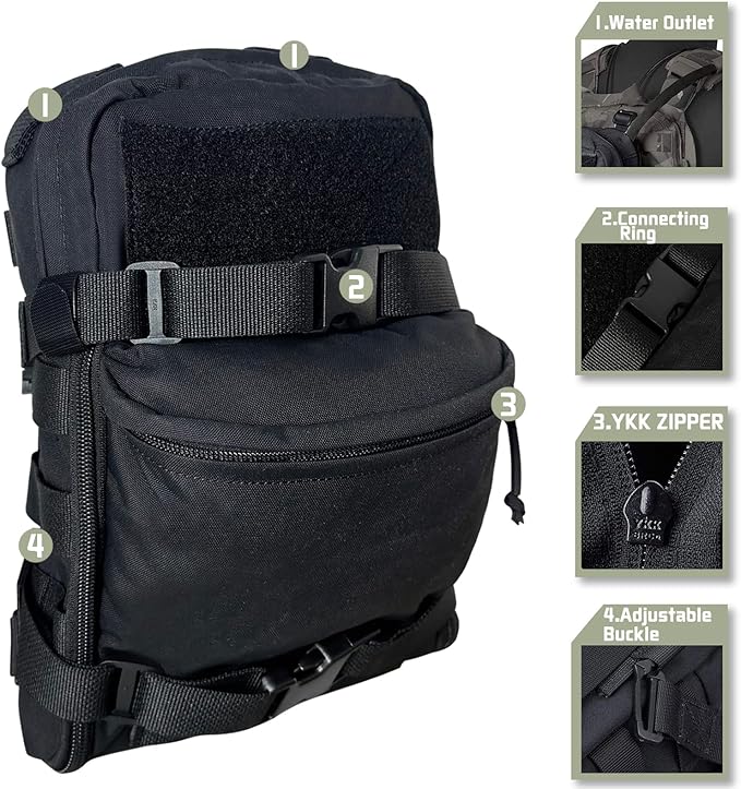 Tactical Hydration Backpack for 2L Hydration Bladder, Lightweight Hydration Backpack MOLLE Water Carrier for 2L Hydration Bladder Reservoir Pack for Hiking Biking Running Climbing