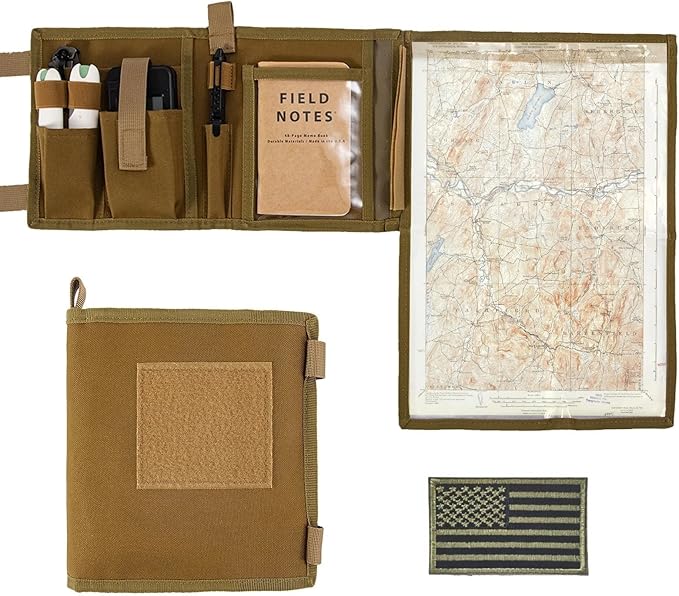 Tactical Map Case, Military-Grade Army Gear for Land Navigation Kit Outdoors or Hiking, Map Pouch Holder Army Protector Foldable Storage Bag, 13 x 10, Tan