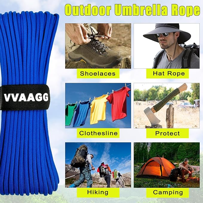 VVAAGG 1000 Paracord Rope 200FT, 4mm Utility Parachute Cord 12 Strand Nylon Rope for Camping, Tent, Clothsline, Outdoor Hiking, Fishing (Blue, 200FT)