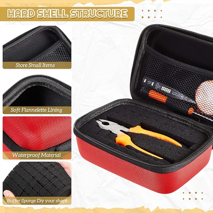 Relaxweex EVA Hard Case with Customizable Foam 7.8 x 6.3 x 3.5 Inch Protective EVA Carrying Case Shockproof Outdoor for Camera, Digital Products, Electronic Instruments with Knife, Red