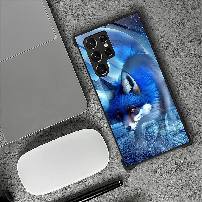 for Samsung Galaxy S23 Ultra Case, Snowy Mountain Fox Lake Pattern Graphic Design Girl Boy Soft Silicone Hard Acrylic Shock Protection for Samsung Galaxy S23 Ultra
