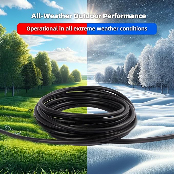 150 FT Outdoor Extension Cord Waterproof, Black, 3-Prong Power Cord, 16 AWG SJTW, 10A 1250W, Grounded, General Purpose Long Extension Cord for Lawn & Garden