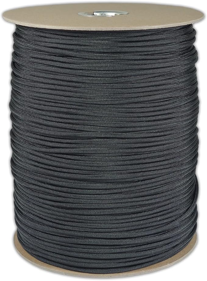 Paracord Planet Solid Color 550lb Paracord – 7 Strand Type III Nylon Cord for Indoor and Outdoor Tasks – Black (250 ft)