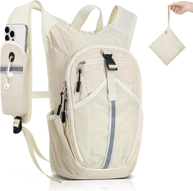 Small Hiking Backpack 15L- Lightweight Packable Foldable Backpack for Travel Camping Outdoor Commute, Compact Rucksack for Women Men(Beige)