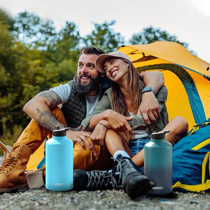 87oz Insulated Water Bottle (Cold for 48 Hrs),BPA Free&Leak Proof,1.5 Gallon Stainless Steel Water Flask,Water Jug with Straw Spout Lids for Gym,Hiking,Camping,Gradient Blue