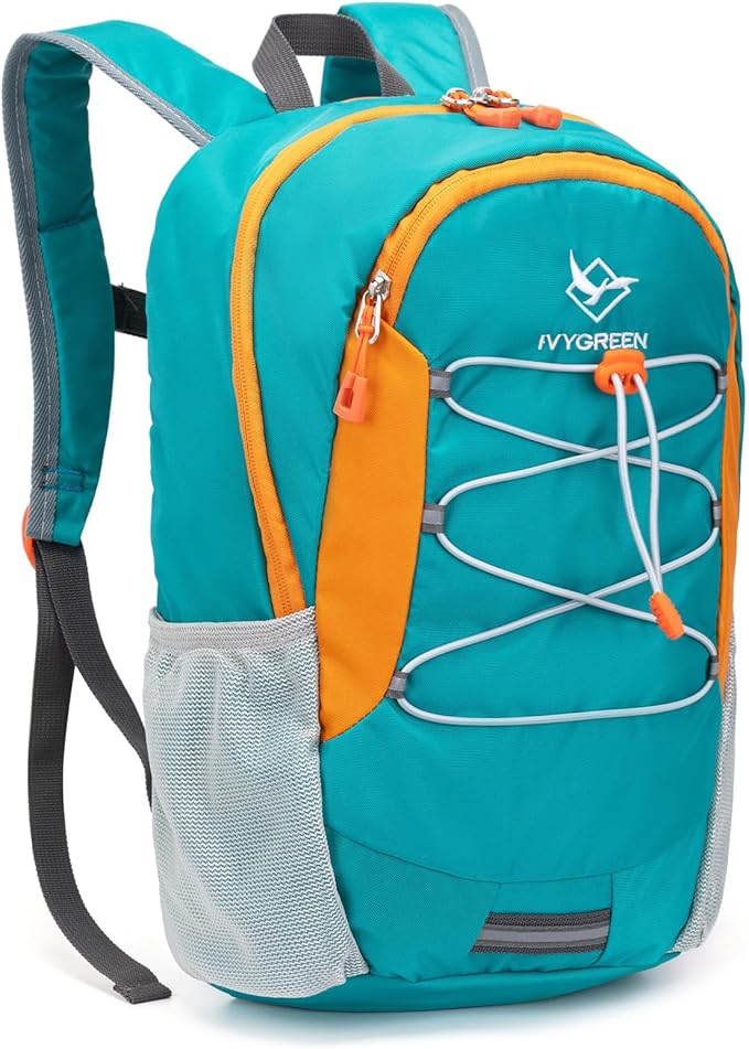 IVYGREEN Little Kids Hiking Backpack for Boys or Girls, Small Daypack for Camping or Travel (Teal blue, Small)