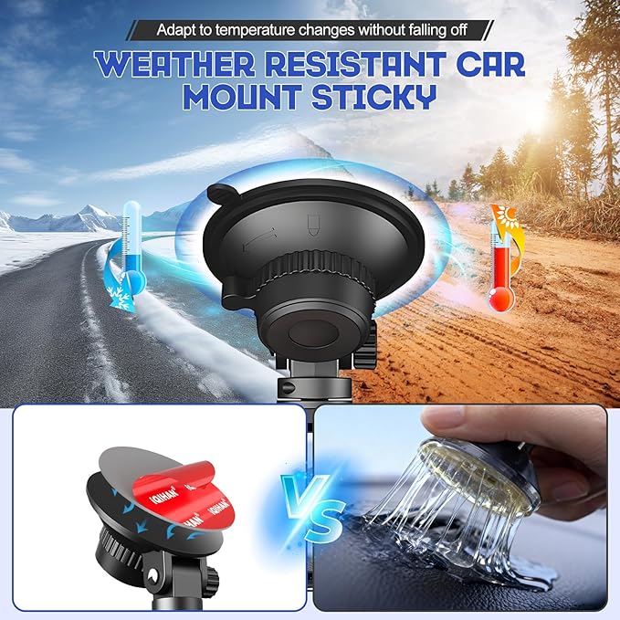 Sticky Adhesive for Car Phone Holder Mount, Double Sided Mounting Tape Replacement for Suction Cup, Heavy Duty Anti-Slip Mat Sticky for Dashboard Windshield, 4pcs Glue Sticker for Cellphone Stand