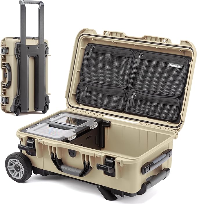 NANUK Trail 30 – 28.5L (7.5-Gallon) Waterproof Storage Box Wheeled and Modular Cargo Case for Camping, Fishing, Hunting & Outdoor Storage - Dustproof and Impact Resistant (22" x 14" x 9") – Desert Tan