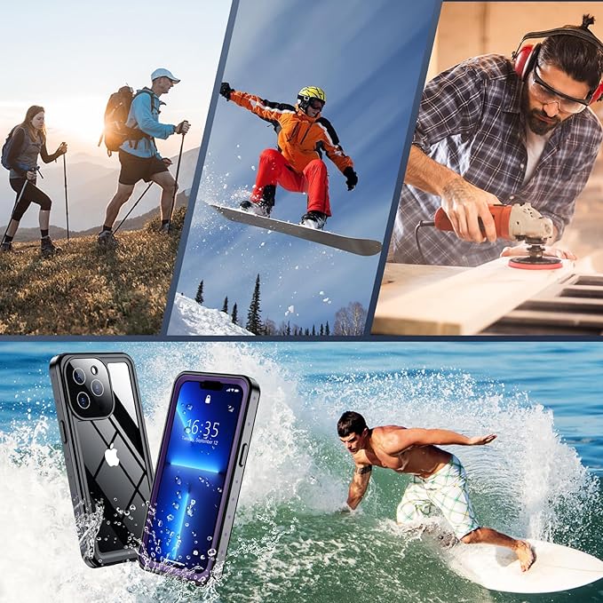 SPIDERCASE for iPhone 13 Pro Max Case Waterproof, Built-in Lens & Screen Protector, Full Heavy Duty Protection, 12FT Military Shockproof, Dustproof, Anti-Scratched Phone Case,Purple