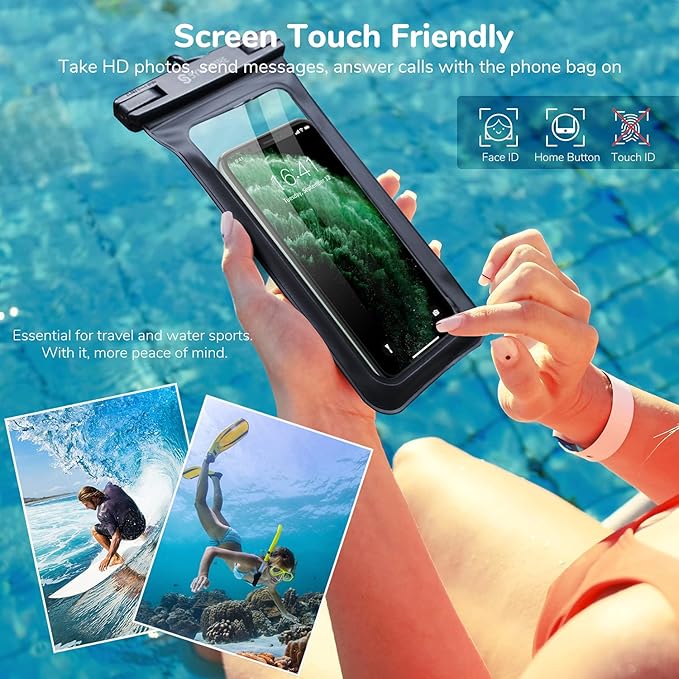 SYNCWIRE Waterproof Phone Pouch [2-Pack] - Universal IPX8 Waterproof Phone Case Dry Bag with Lanyard for iPhone 16/15/14/13/12 Pro XS MAX XR X 8 7 6 Samsung S25 S24 S23 and More Up to 7 Inches