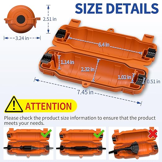 9 Pack Outdoor Extension Cord Safety Cover with Waterproof Seal IP54 Water-Resistant, Weatherproof Electrical Connection Box with 2 Latches, Plug, Socket, Holiday Decoration Light, Orange