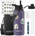 32oz Insulated Water Bottle (Cold for 48 Hrs),BPA Free&Leak Proof,Stainless Steel Water Flask,Water Jug with Straw Spout Lids for Gym,Hiking,Purple