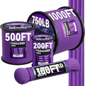 Paracord Rope 750 - Parachute para Cord 4mm 11 Strand Spool Rope Utility Nylon String for Outdoor Camping Survival Utility Tent Crafting DIY Projects - Purple 200ft