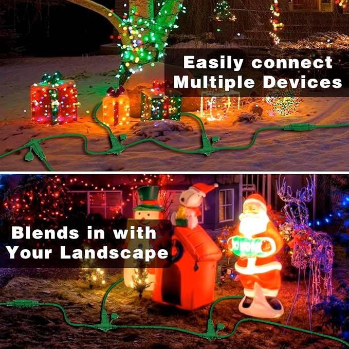 K KASONIC - Outdoor Extension Cord 75 FT, Evenly Spaced 9 Outlets Plugs, 16/3 SJTW Weatherproof Multiple Outlets Wire for Landscaping Light, Holiday Decoration and Christmas, ETL Listed, Green