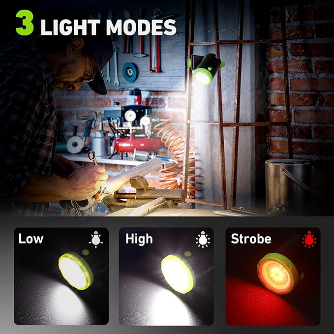 2-Pack Rechargeable LED Work Lights, 360-Degree Adjustable Spotlights with Magnetic Base, Clamp Lights for Barbecue, Workshop, Construction Site, Car Repairing and Home Using