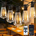 LumBelle Smart Outdoor String Lights, 100FT ST38 LED Patio Lights with Timer Remote APP Control, 42 Shatterproof LED Bulbs (2 Spare), Dimmable Waterproof Hanging Light for Backyard Porch Party Decor