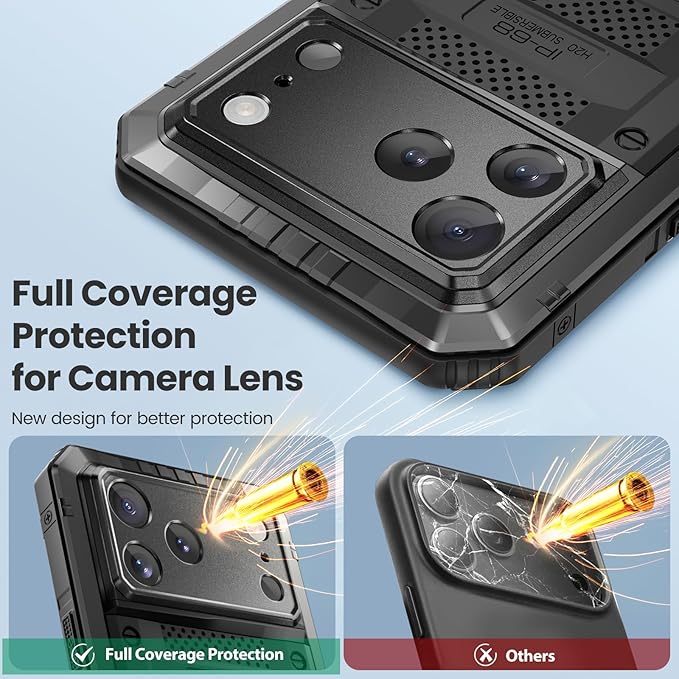 Mitywah Waterproof Case for iPhone 17 Pro, Rugged Metal Case with Built-in Screen Protector, Heavy Duty Full Body Shockproof Protective Cover 6.3 inch, Black