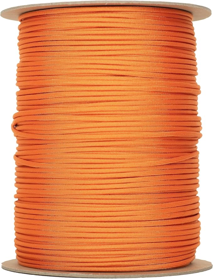 The Paracord Store | Type III 550 Paracord - 1000 FT Spool, International Orange | Heavy Duty 7 Strand Tactical Paracord - USA Made Nylon Outdoor Parachute Cord for Camping, Fishing - Survival Cord