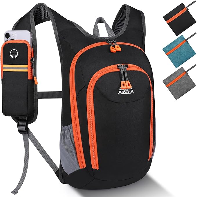Esup 15L Small Hiking Backpack Foldable Lightweight Travel Day Pack Packable Camping Backpack for Women Men (Black)