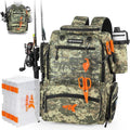 KastKing Bait Boss Fishing Tackle Backpack with Rod Holders-4 Tackle Boxes-Rain Cover,45/43L Large Storage for Fishing Gear