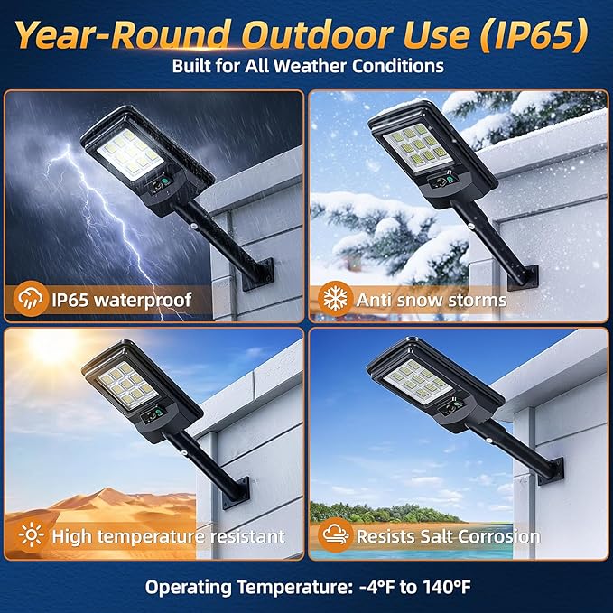 Solar Street Light Outdoor, 11-Inch Solar Powered Street Light with Motion Sensor & Remote Control, Dusk to Dawn Waterproof Security Light for Wall Mount, Entryway, Driveway, Yard, Garden(4 Pack)