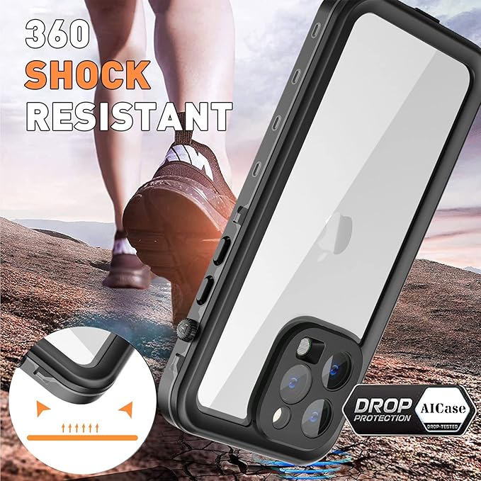AICase for iPhone 14 Pro Case Waterproof, Compatible with Magsafe Magnetic Protective iPhone 14 Pro Phone Case, Water Proof Mag Safe Magnet Shockproof Full Body Clear with Screen Protector