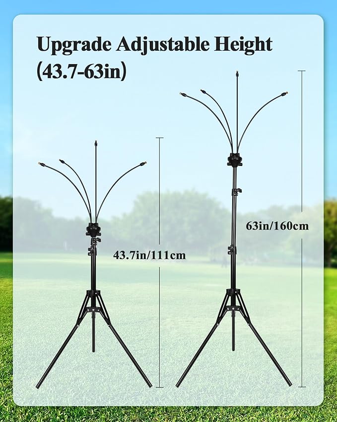 Rafow Standing Misters for Outside Patio - Adjustable Height 3.6-5.2FT Misting System Line 26.5FT Portable Water Misters for Cooling Outdoor with Tripod Base Stand Mister for Backyard Pool BBQ Party