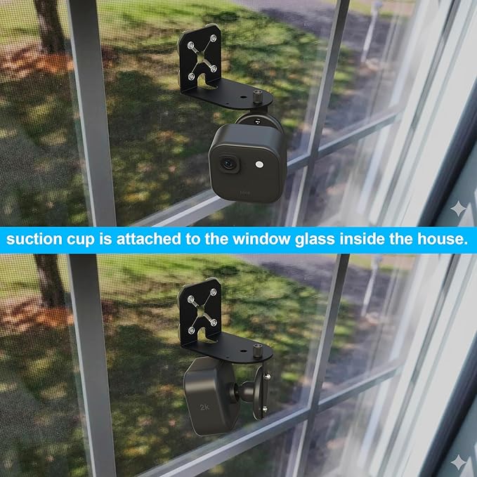 2-in-1 Metal Camera Mount for Blink Outdoor 4 & Blink Mini, （2026 Upgrade Big Suction with 360° Adjustable Bracket, Window Suction or Screw Wall Mount, Heavy Duty, Black (2-Pack)