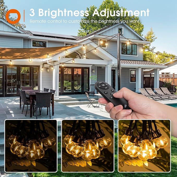 addlon 78FT(72+6) Solar String Lights with Remote, 38 Shatterproof G40 Bulbs, Commercial Grade Solar Powered Outdoor Lights, Dimmable Waterproof Solar Lights Outdoor, for Outside Porch Backyard House