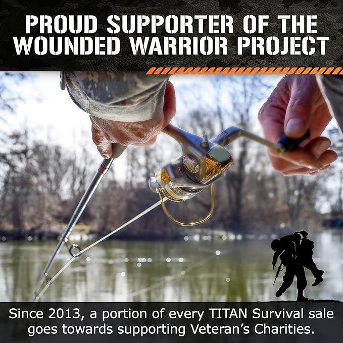 TITAN Survival Patented Paracord 550 - 25ft, 100ft, 500ft & Color Options - 620LB Strength Survival Paracord Military Spec with 3 Strands - Heavy Duty Hank Cord for Camping & Outdoors with Firestarter