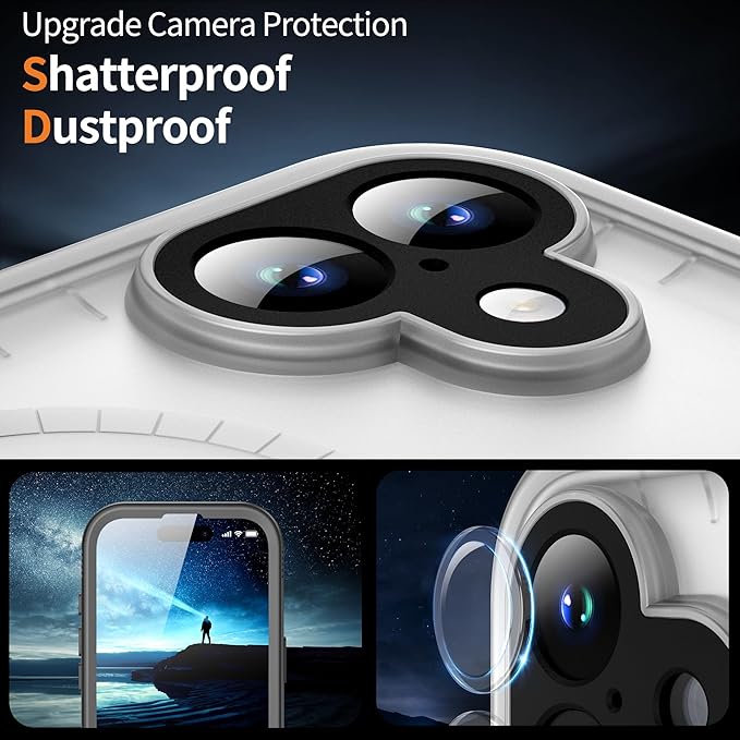 Cozycase for iPhone 16 Waterproof Shockproof Dustproof Case [Compatible with MagSafe] - Heavy Duty/360 Full Body/Military Grade/Rugged Built in Screen/Camera Protector Black/Frosted Clear 6.1 inch