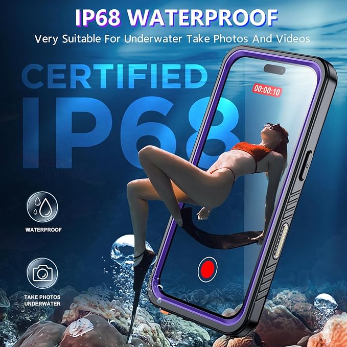 2025 New Designed for iPhone 16 Pro Case Waterproof, [Built-in Screen Protector & Glass Camera Protector][Full Body Shockproof][IP68 Underwater][Dustproof][Dropproof] Phone Case for iPhone 16 Pro 6.3"